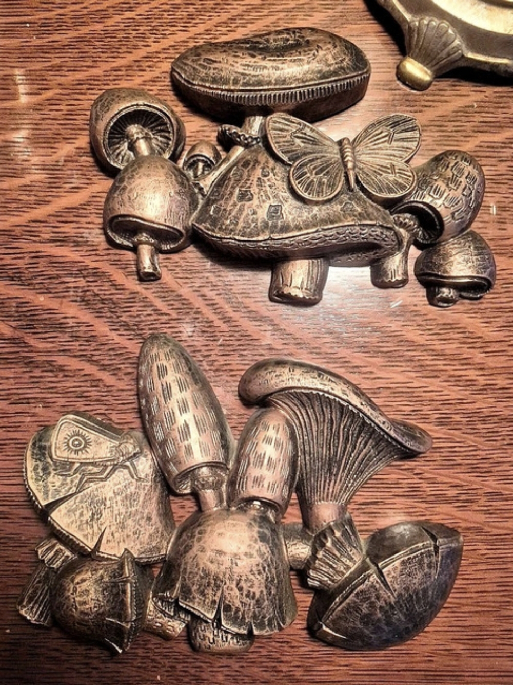 Vintage 1976 Dart Industries Mushroom Butterfly Wall Plaques Set of 2